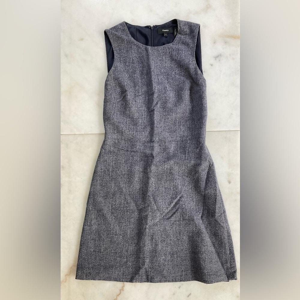 50% OFF FALL SALE Theory 2 Linen Blend Dress salt & pepper